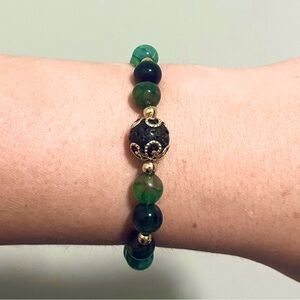 Evergreen🌲 Dragon Vein Agate & Lava Rock Bracelet